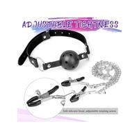 BDSM 4’ü 1 Arada Bondage Seti – Ağızlık, Klipsler ve Anal Plug Zincir