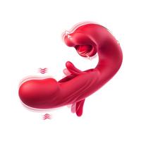 Censan 3’ü 1 Arada G Noktası ve Klitoris Vibratörü – Dil ve Emme Fonksiyonlu, Su Geçirmez Silikon Stimülatör (Kırmızı)