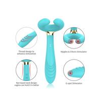 Censan Çiftler için Klitoris Vibratörü – 3 Motorlu Çok Fonksiyonlu Konsolador ve Penis Masajörü (Mavi)