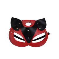Censan Deri Kedi Kız Maskesi Kırmızı Siyah