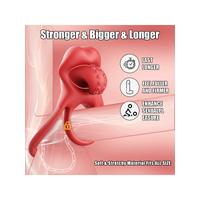 Censan Kırmızı Dudak Dil Şeklinde Şarjlı Titreşimli Penis Halkası