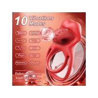 Censan Kırmızı Dudak Dil Şeklinde Şarjlı Titreşimli Penis Halkası