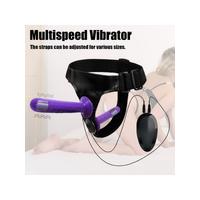 Censan Mor Double Dong Titreşimli Belden Bağlamalı Çift Taraflı Bisex Dildo Vibratör