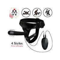 Censan Siyah Double Dong Titreşimli Belden Bağlamalı Çift Taraflı Bisex Dildo Vibratör