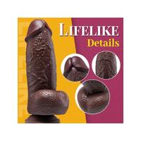 Censan Siyah SuperLove Realistik Dual Density Dildo – 21 cm Güçlü Emme Tabanlı Vücut Dostu Silikon