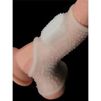Censan Vibrating Drip Knights Ring with Scrotum Sleeve (Beyaz)