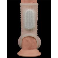 Censan Vibrating Drip Knights Ring with Scrotum Sleeve (Beyaz)