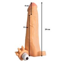 Gerçekçi Penis Kılıfı Et Dokusunda Titreşimli Testis Geçmeli 20 cm