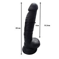 Gerçekçi Testisli Siyah Dildo 20 cm