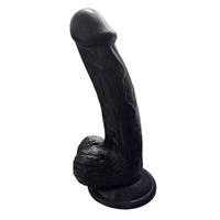 Gerçekçi Testisli Siyah Dildo 19 cm
