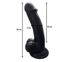 Gerçekçi Testisli Siyah Dildo 19 cm