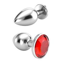 Paslanmaz Çelik Anal Plug Tıkaç Kırmızı Taşlı