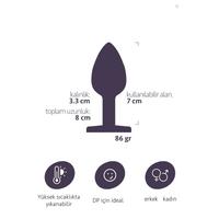 Paslanmaz Çelik Anal Plug Tıkaç Mor Taşlı
