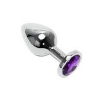 Paslanmaz Çelik Anal Plug Tıkaç Mor Taşlı